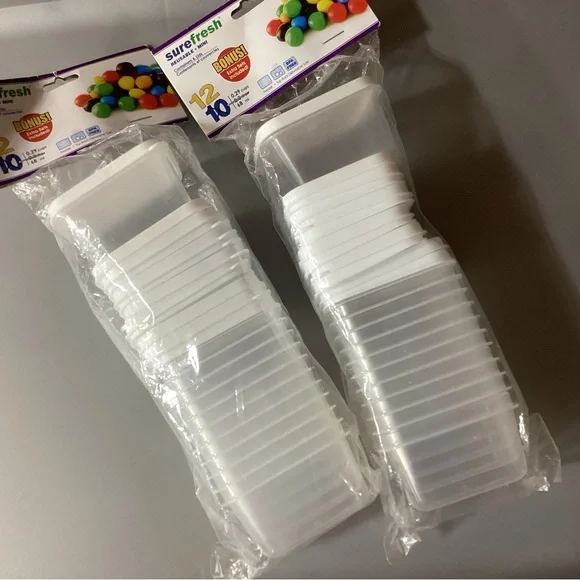 Lot of 2 Shurfresh 12 ct. packages mini containers & lids 2 3/4” by 2” by 1 1/2” - Picture 1 of 1